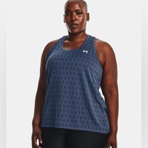 Under Armour, Size Large, Navy Racer Back Tank Top with "Under Armour" Pattern